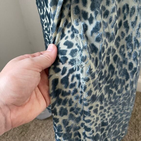 Nasty Gal Velvet Animal Print Cowl Neck Midi Slip Dress in Teal - Picture 7 of 10